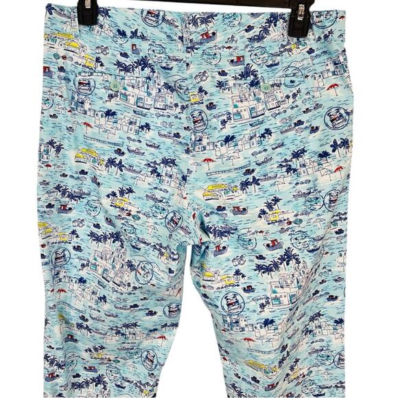 Talbots The Weekend Chino Pant in Aqua Blue w/ Tropical Scenic Print Size 12 - Picture 8 of 15